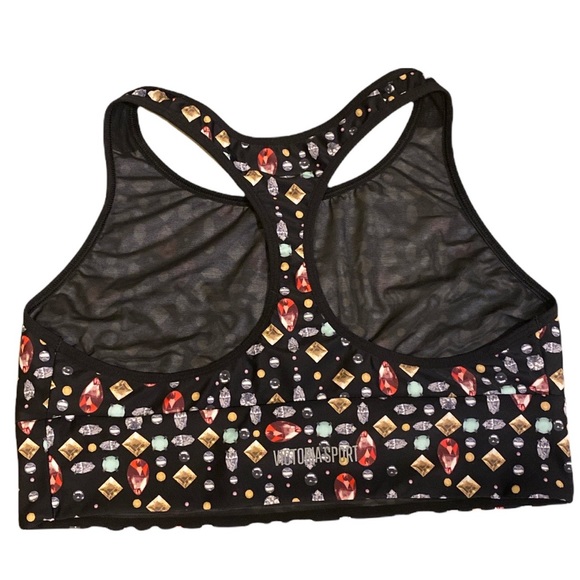 ‘Victoria Sport’  Black & Multicolor Jewel Print Sports-bra/ Size Large/ NWOT! - Picture 2 of 6